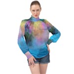 Smokescreen High Neck Long Sleeve Chiffon Top