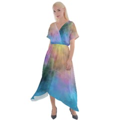 Cross Front Sharkbite Hem Maxi Dress 