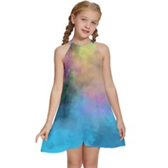 Kids  Halter Collar Waist Tie Chiffon Dress 