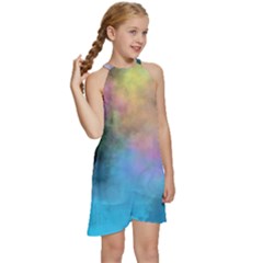 Kids  Halter Collar Waist Tie Chiffon Dress 