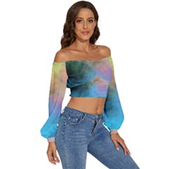 Long Sleeve Crinkled Weave Crop Top 