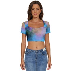 Short Sleeve Square Neckline Crop Top  