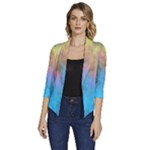 Smokescreen Women s Draped Front 3/4 Sleeve Shawl Collar Jacket