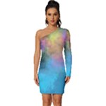 Smokescreen Long Sleeve One Shoulder Mini Dress