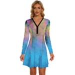 Smokescreen Long Sleeve Deep V Mini Dress 