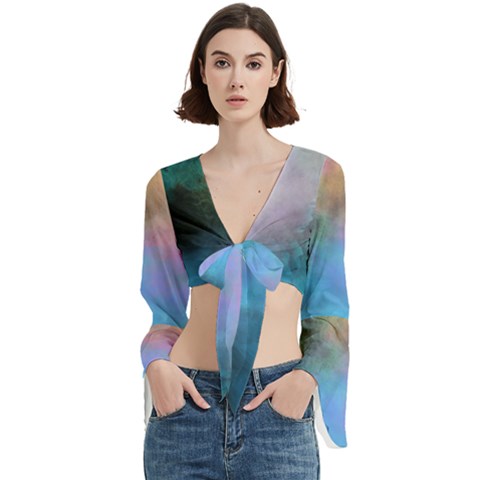 Smokescreen Trumpet Sleeve Cropped Top from ArtsNow.com