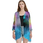 Smokescreen Open Front 3/4 Sleeve Batwing Chiffon Cardigan Kimono