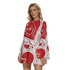 Round Neck Long Sleeve Bohemian Style Chiffon Mini Dress 