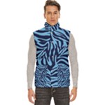 zebra 3 in shades of blue Men s High Neck Button Up Puffer Vest