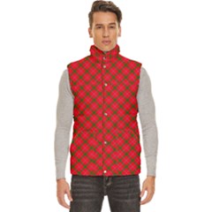 Holiday Plaid Christmas Tartan  Men s High Neck Button Up Puffer Vest from ArtsNow.com