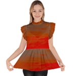 Crimson Skys Ruffle Collar Short Sleeve Chiffon Top