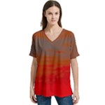 Crimson Skys V-Neck Split Shoulder Casual T-Shirt