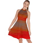 Crimson Skys Sleeveless Halter Neck A-Line Dress