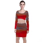 Crimson Skys Long Sleeve Crop Top & Bodycon Skirt Set