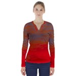 Crimson Skys V-Neck Long Sleeve Top