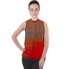 Mock Neck Chiffon Sleeveless Top 