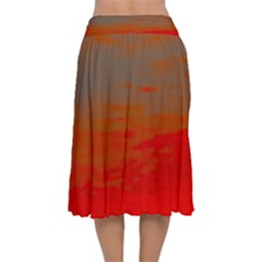 Velvet Flared Midi Skirt 