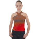 Crimson Skys Cross Neck Velour Top