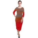 Crimson Skys Quarter Sleeve Midi Velour Bodycon Dress