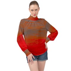 High Neck Long Sleeve Chiffon Top 