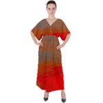 Crimson Skys V-Neck Boho Style Maxi Dress