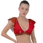 Crimson Skys Plunge Frill Sleeve Bikini Top