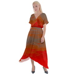 Cross Front Sharkbite Hem Maxi Dress 