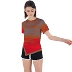 Crimson Skys Asymmetrical Short Sleeve Sports T-Shirt