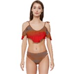 Crimson Skys Ruffle Edge Tie Up Bikini Set	