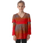 Crimson Skys Kids  V Neck Casual Top