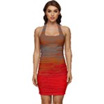 Crimson Skys Sleeveless Wide Square Neckline Ruched Bodycon Dress