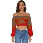 Crimson Skys Long Sleeve Crinkled Weave Crop Top