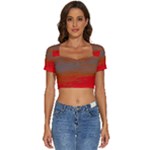 Crimson Skys Short Sleeve Square Neckline Crop Top 