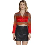 Crimson Skys Long Sleeve Tie Back Satin Wrap Top