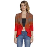 Crimson Skys Women s 3/4 Sleeve Ruffle Edge Open Front Jacket