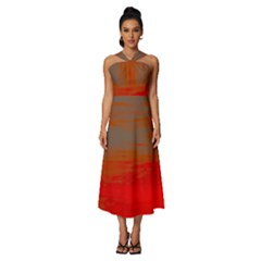 Sleeveless Cross Front Cocktail Midi Chiffon Dress 