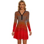 Crimson Skys Long Sleeve Deep V Mini Dress 