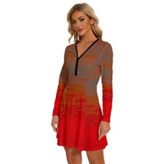 Long Sleeve Deep V Mini Dress  