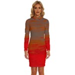 Crimson Skys Long Sleeve Shirt Collar Bodycon Dress