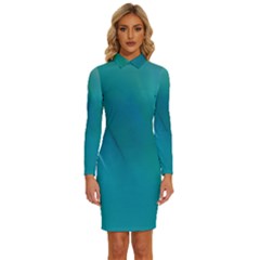 Long Sleeve Shirt Collar Bodycon Dress 