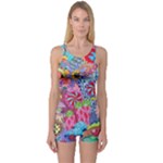 Cabbage Flower Abstract One Piece Boyleg Swimsuit