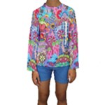 Cabbage Flower Abstract Kids  Long Sleeve Swimwear