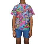 Cabbage Flower Abstract Kids  Short Sleeve Swimwear