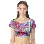 Cabbage Flower Abstract Short Sleeve Crop Top