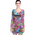 Cabbage Flower Abstract Long Sleeve Bodycon Dress