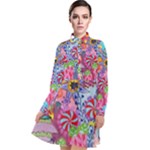 Cabbage Flower Abstract Long Sleeve Chiffon Shirt Dress