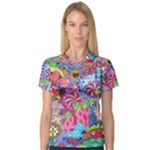 Cabbage Flower Abstract V-Neck Sport Mesh T-Shirt