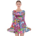 Cabbage Flower Abstract Long Sleeve Skater Dress