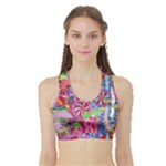 Cabbage Flower Abstract Sports Bra with Border