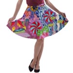 Cabbage Flower Abstract A-line Skater Skirt